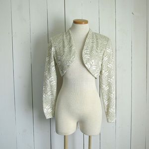 Bari Jay Cropped Bolero Evening Jacket 8 / L